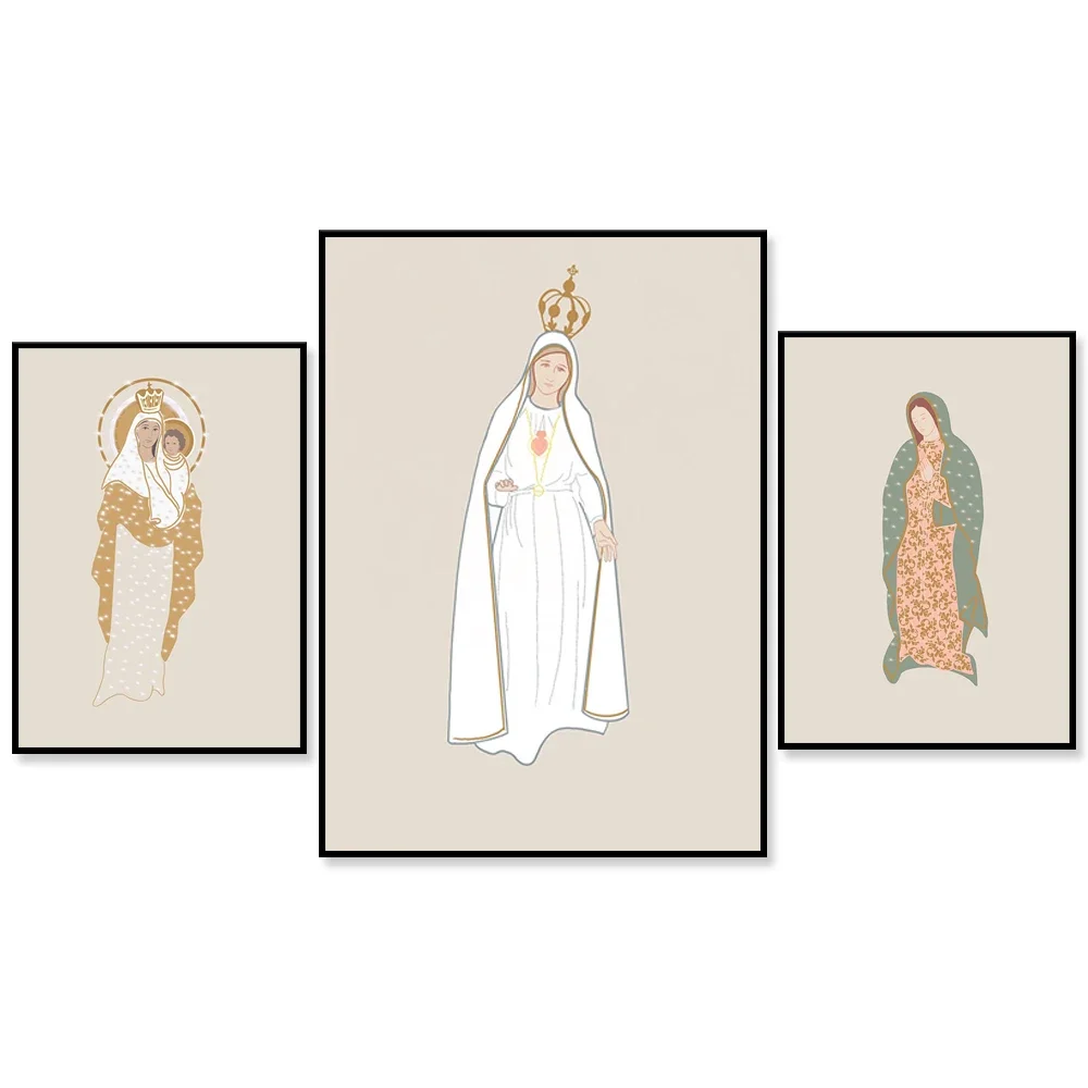 Neutral Minimalist Our Lady of Guadalupe Fatima Siluva Catholic Art Print