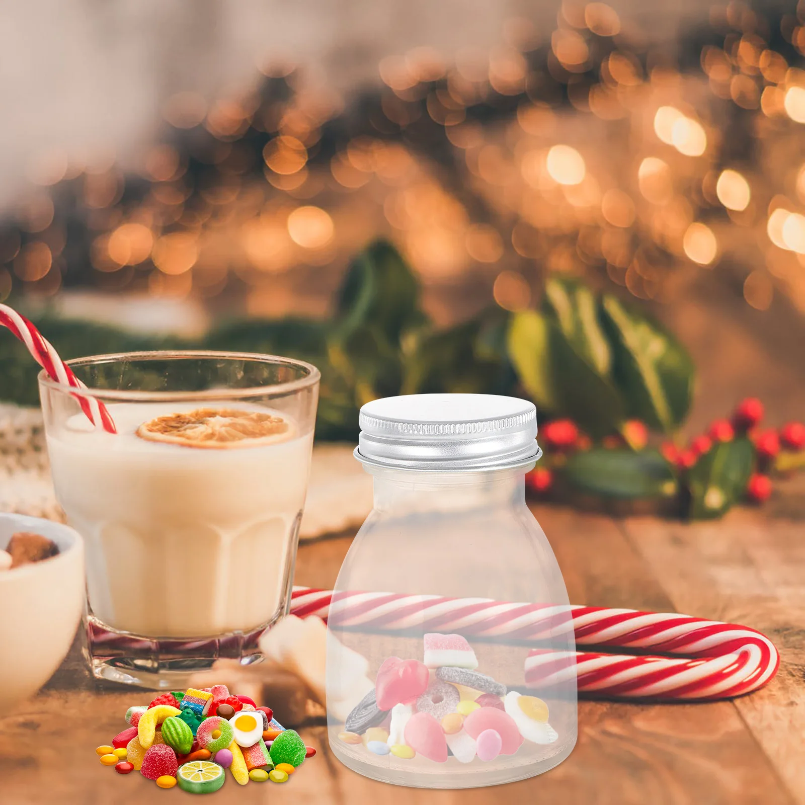 

6Pcs Kitchen Storage Glass Jars Candy Containers Sealed Canisters for Tea Flour Grains Sugar Glass Bottle Candy Bottle