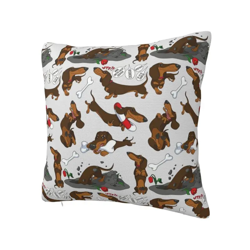 Custom Funny Dachshund Cartoon Pattern Cushion Cover 3D Printing Square Floor Pillow Case for Sofa Pillowcase Decoration
