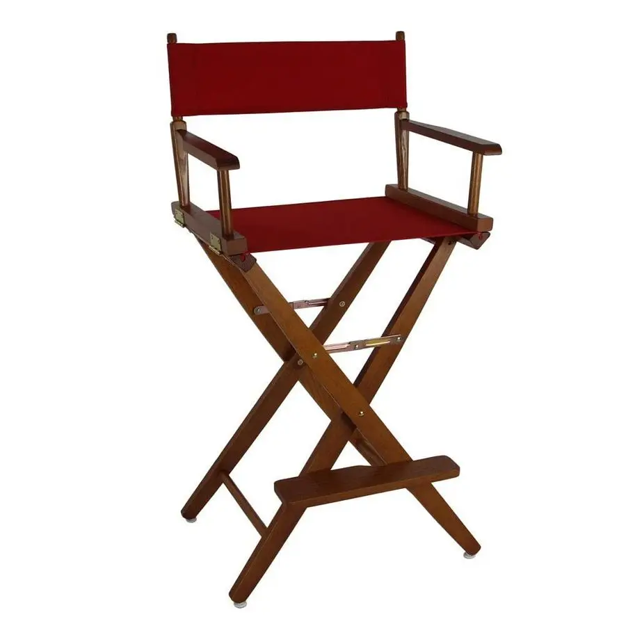 Trails ExtraWide Premium 30 Directors Chair Mission Oak Frame with Red Canvas, Bar Height