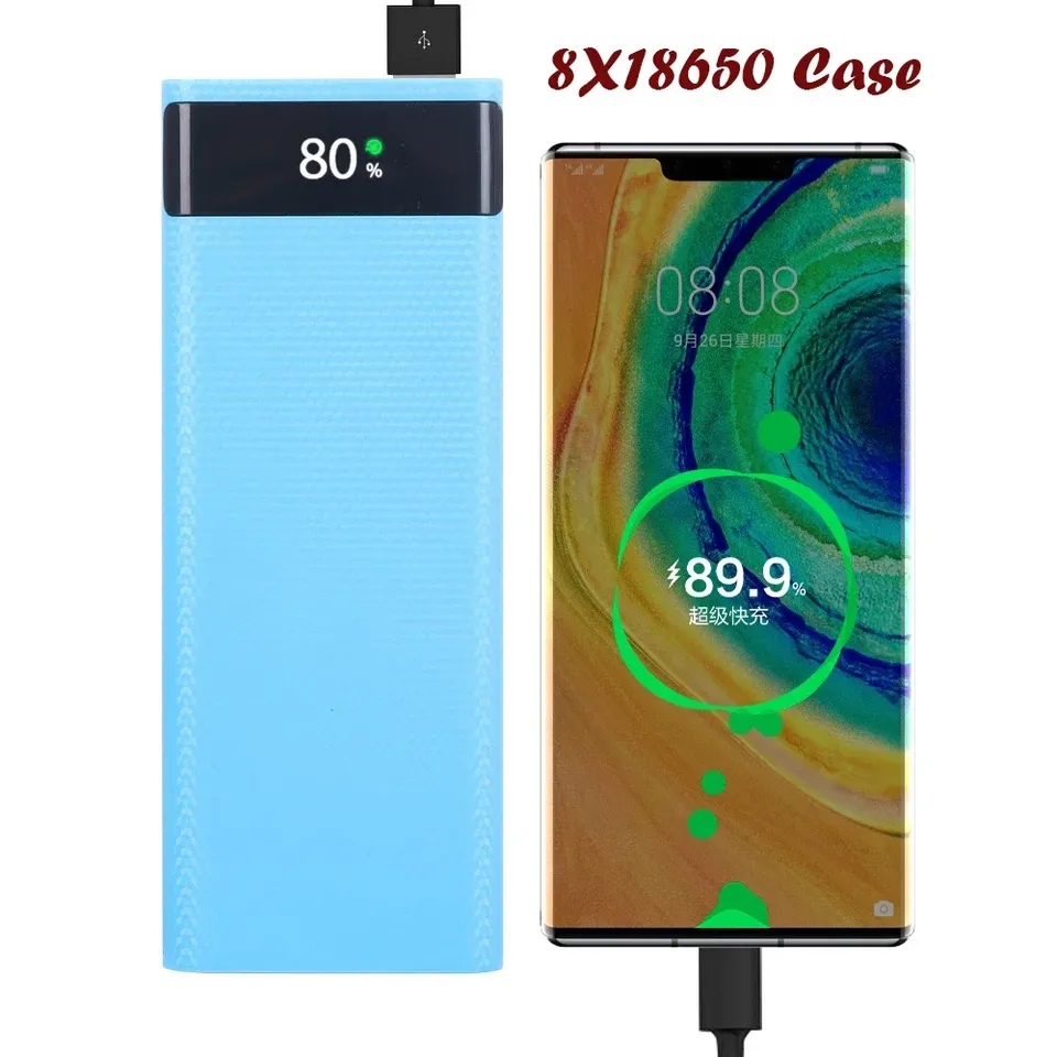  Dual USB Power Bank Shell Micro USB Type C 5V 4.5A DIY 8X18650 Case Battery Charge Storage Box Super Fast Charge without Battery 