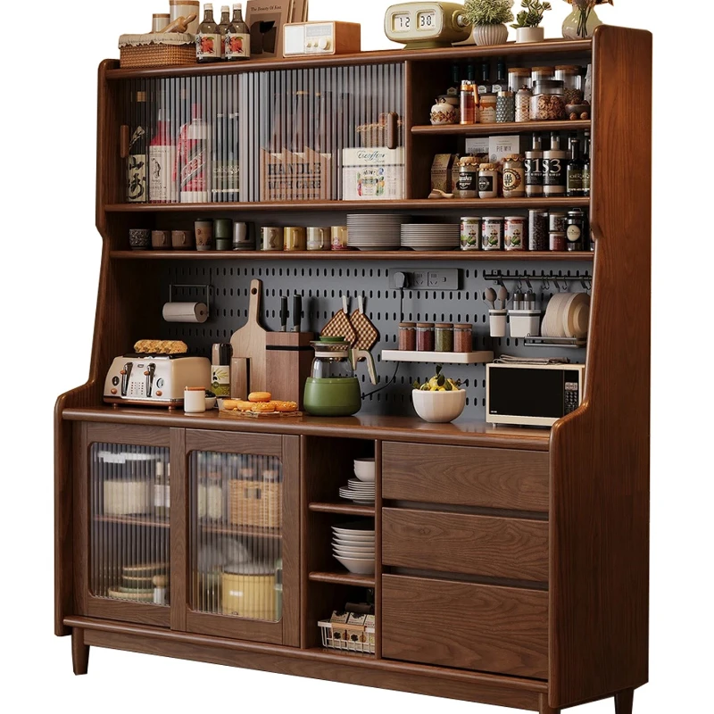 

All solid wood dining side cabinet storage integrated new oak restaurant combination tea cabinet storage