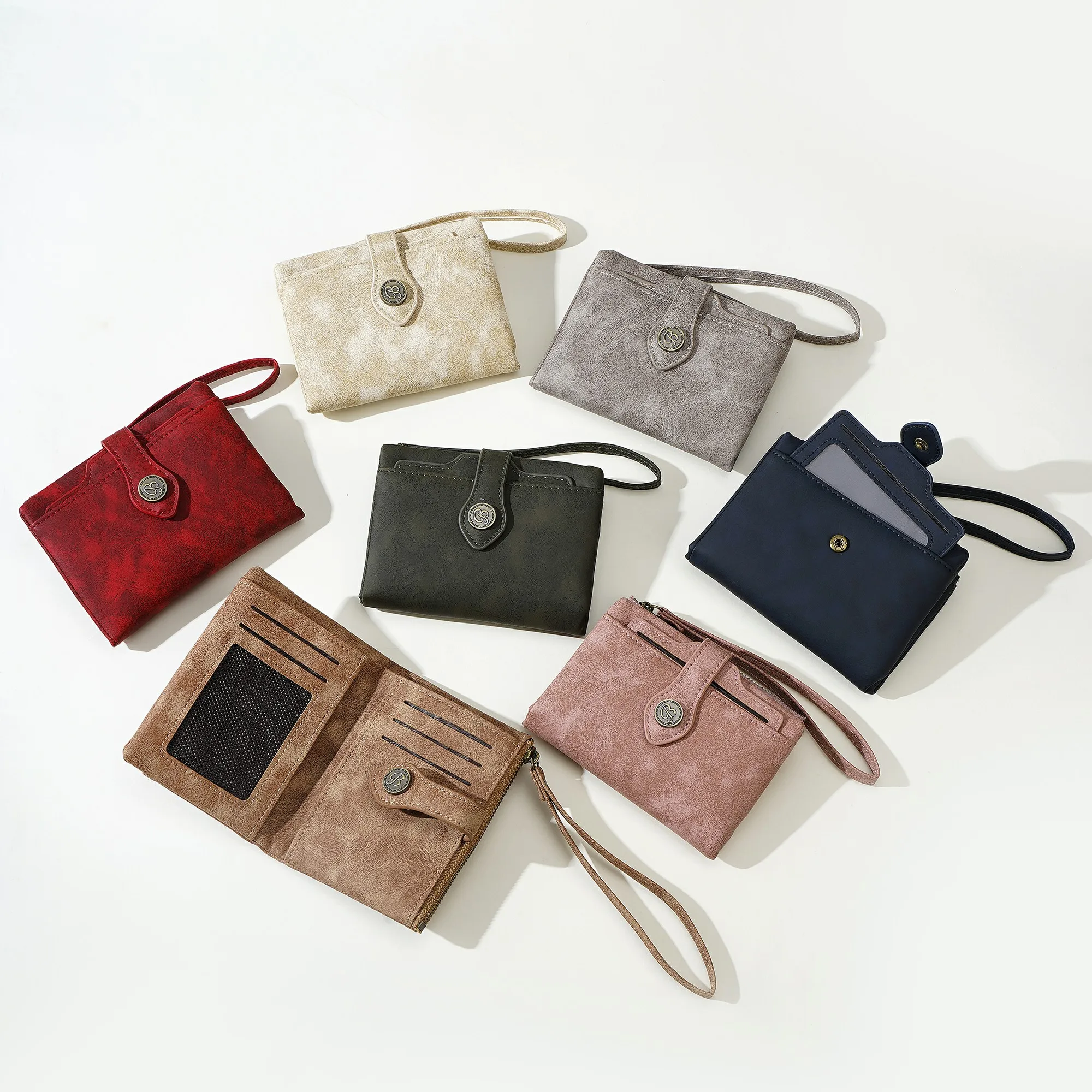 1 Stück - Baellerry Damen Vintage PU-Leder Kurzbörse mit 80% Rabatt, mit Handgelenkschlaufe, 8 Kartenfächern + Ausweisfenster + abnehmbarem Kartenhalter, praktisches Geburtstagsgeschenk für Frauen. – Detail 33