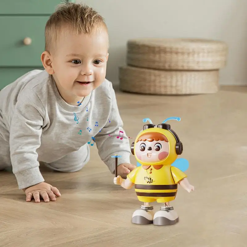 Crawling Toy Musical Moving Toys Interactive Cute Light Up Moving Dancing Bee With Wings And Flower For Walking Toddler