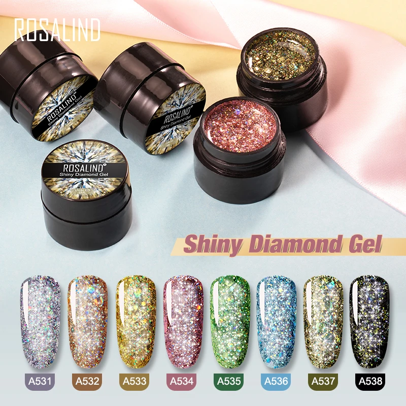 ROSALIND 5ml Gel Nail Polish Glitter Hybrid Varnishes Top Base Coat For Nail Paint Semi Permanent For Manicure Nail Art