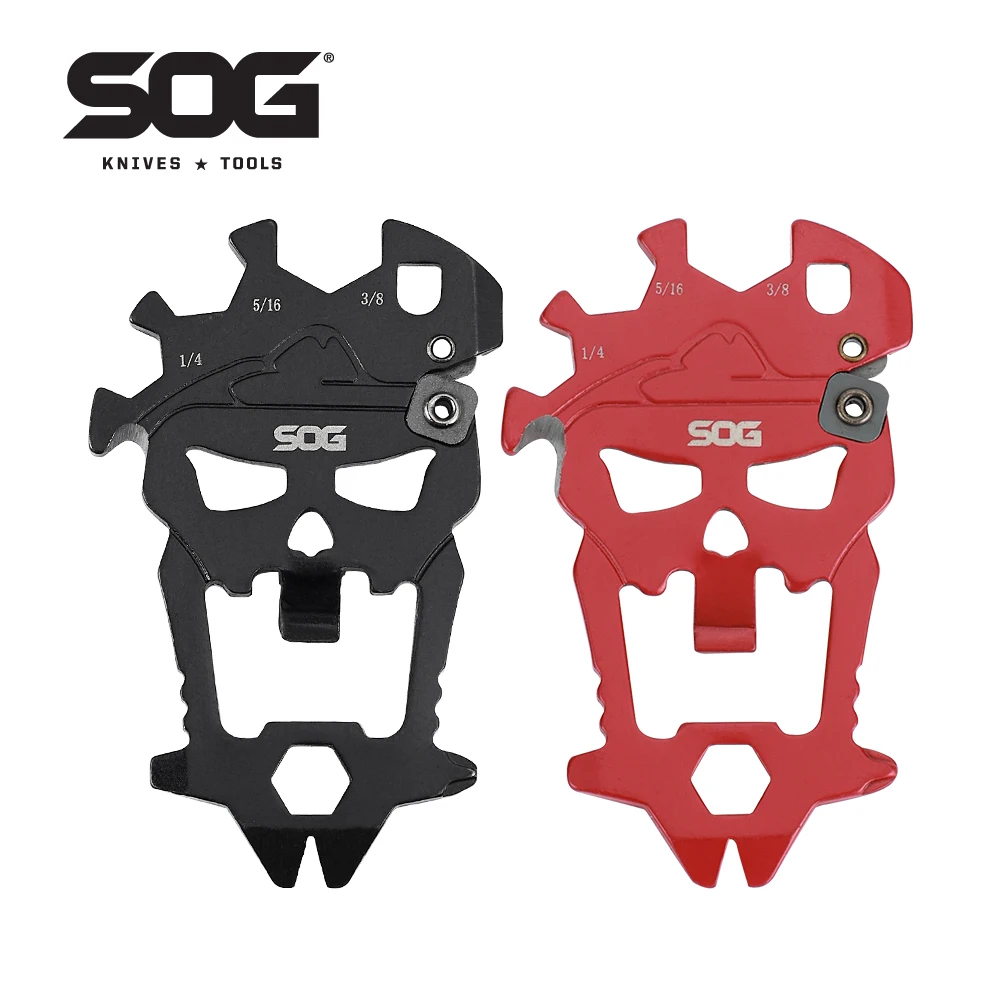 

SOG MacV Multi-tool MIni Keychain EDC Multifunctional Skull Tools Portable Outdoor Camping Survival Bottle Opener - SM1001-CP
