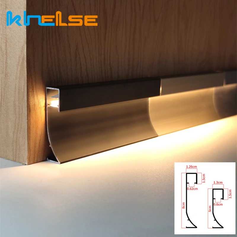 50mm 80mm LED Skirting Line Light Aluminium Profile Suface Mounted Metal Wall Baseboard Decor Linear Lamp For Living room Aisle