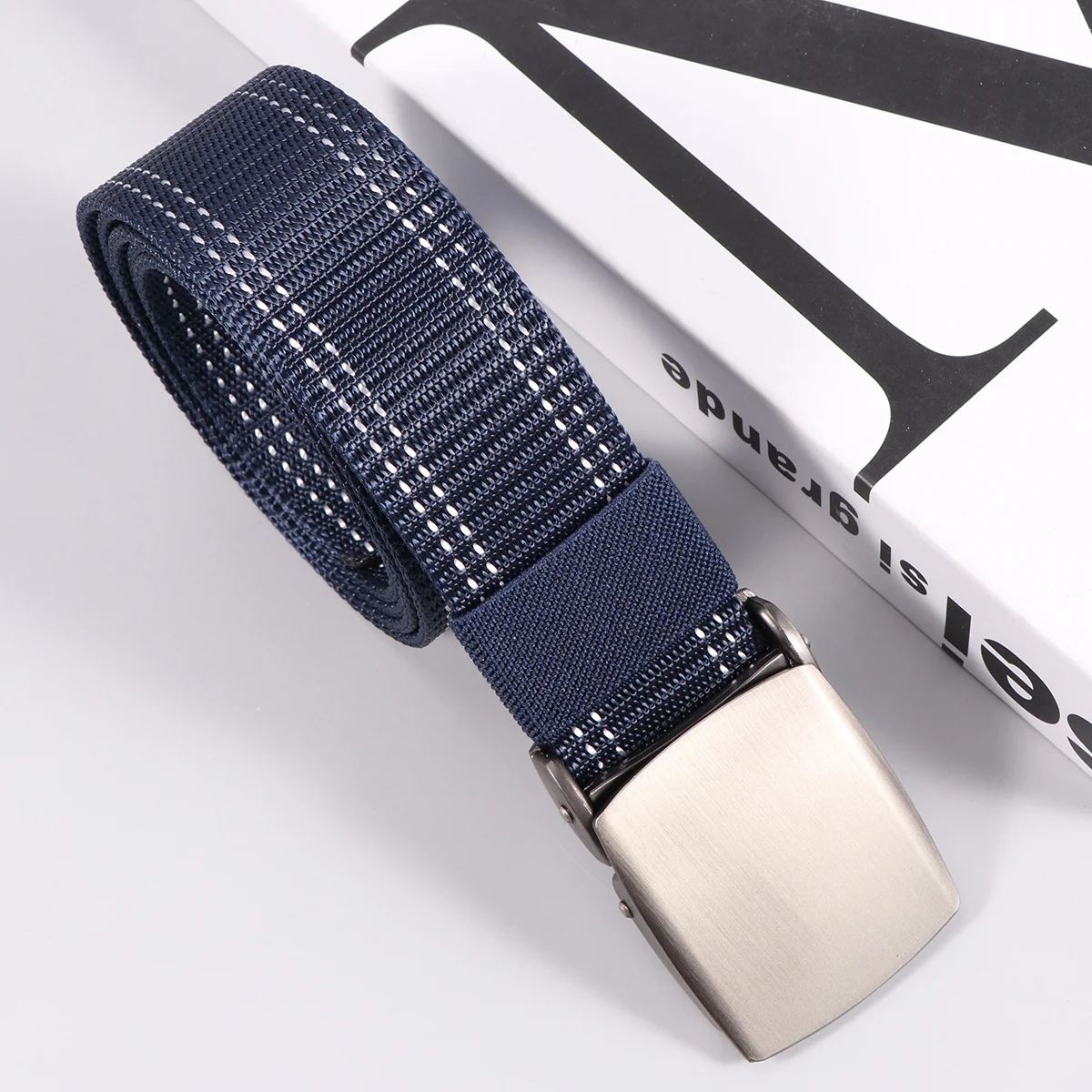 

1pc Canvas Belt Men Men Waist Belt Military Style Adjustable Outdoor Training Waist Band Lightweight Nylon Webbing Dark Blue
