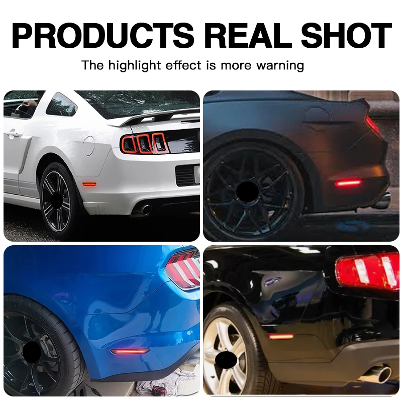 

2PCS LED Rear Bumper Side Marker Lights Canbus For 10-14 Ford Mustang Smoked Lens Red Fender Turn Signal Lights Car Accessories