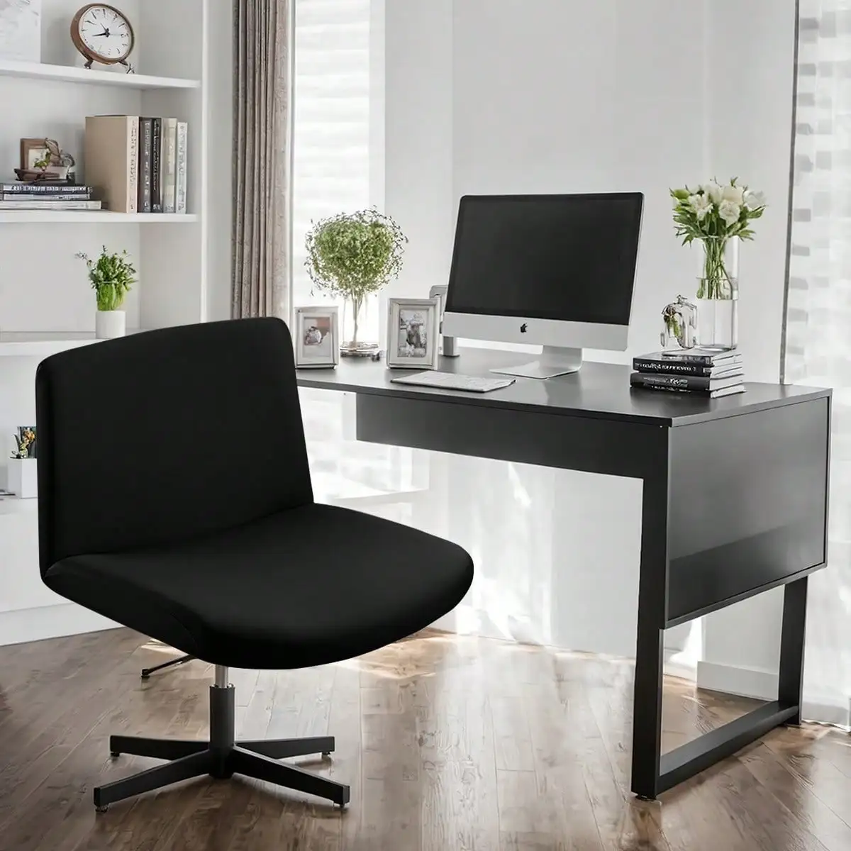 1pc Milk Silk Water-Resistant Chair Cover For Office Chairs, Solid Color Elastic Wide Computer Chair Slipcover