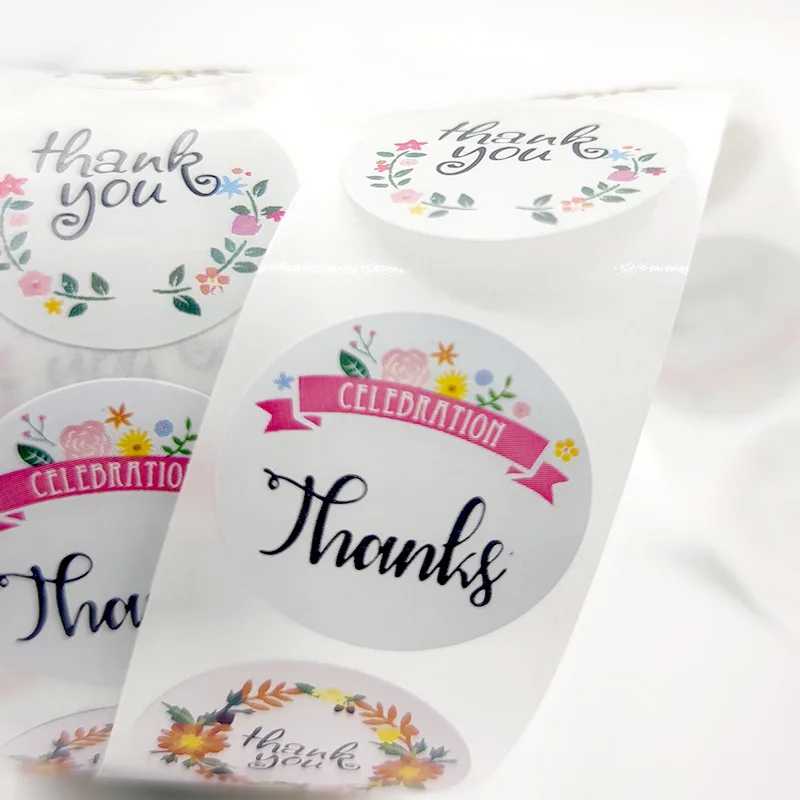 500pcs Labels Roll Flower Thank You Stickers Scrapbooking For Gift Decoration Stationery Sticker Seal Label Handmade Sticker