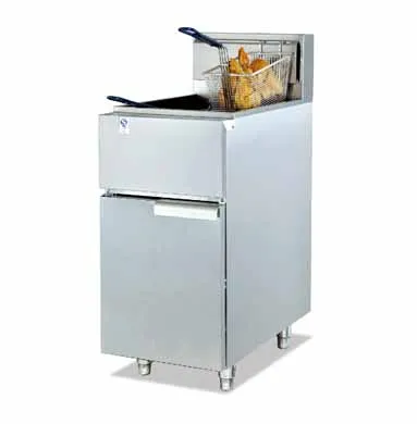 PKJG.GF23G Gas Temperature Controlled 1 Pan Fryer 2 Basket Tubes Standing Fried Chicken Maker