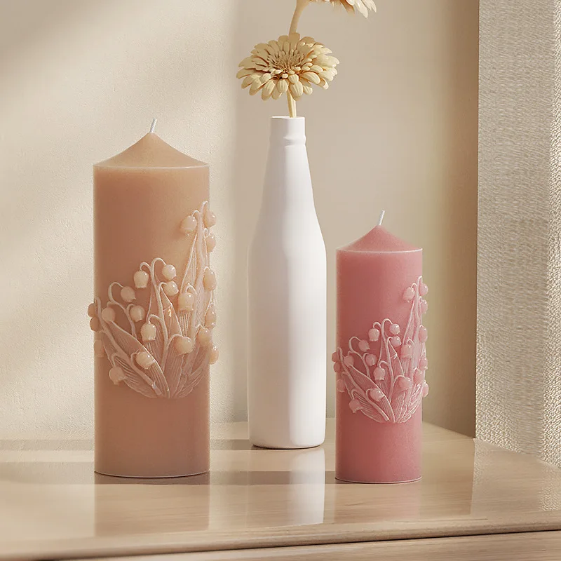 Bell Orchid Cylindrical Candle Silicone Mold DIY Gypsum Aromatherapy Plaster Resin Candle Mold for Candle Making
