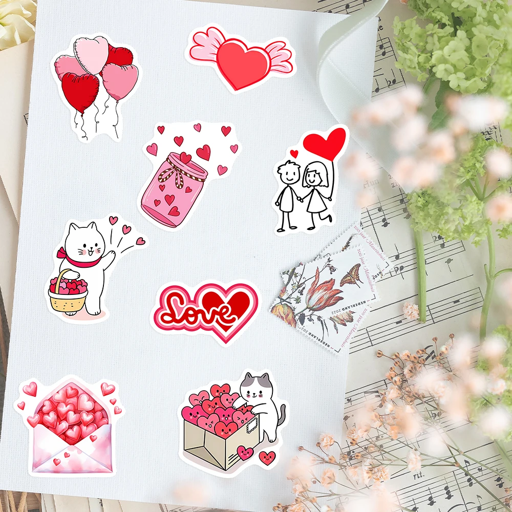 Red Heart Love Stickers Valentine\'s Day DIY Gift Toys for Scrapbook Diary Journals Laptop Luggage Bottles Decorative Waterproof