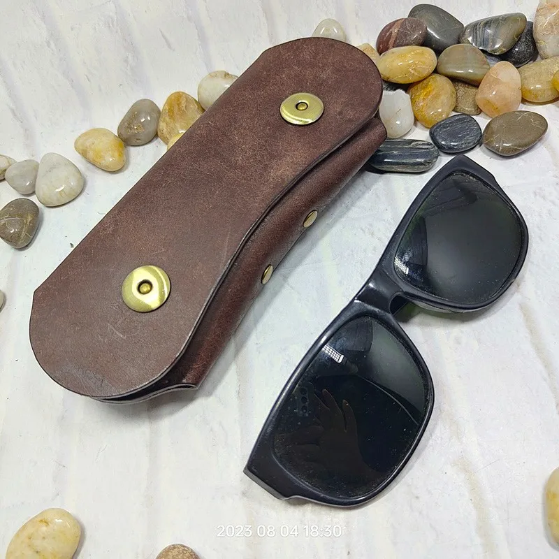 Blongk Glasses Case Waist Bag Handmade Genuine Leather Portable Sunglasses Box Pocket Belt Pack for Men Women YJHd-7L