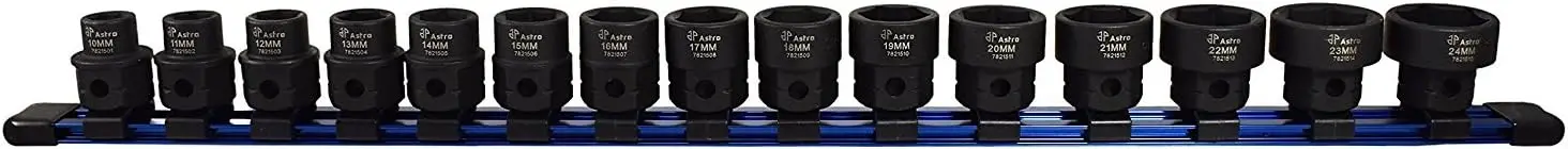 

Низкопрофильные наноударные розетки с приводом 1/2 дюйма, 15 предметов — метрический набор, 10–24 мм