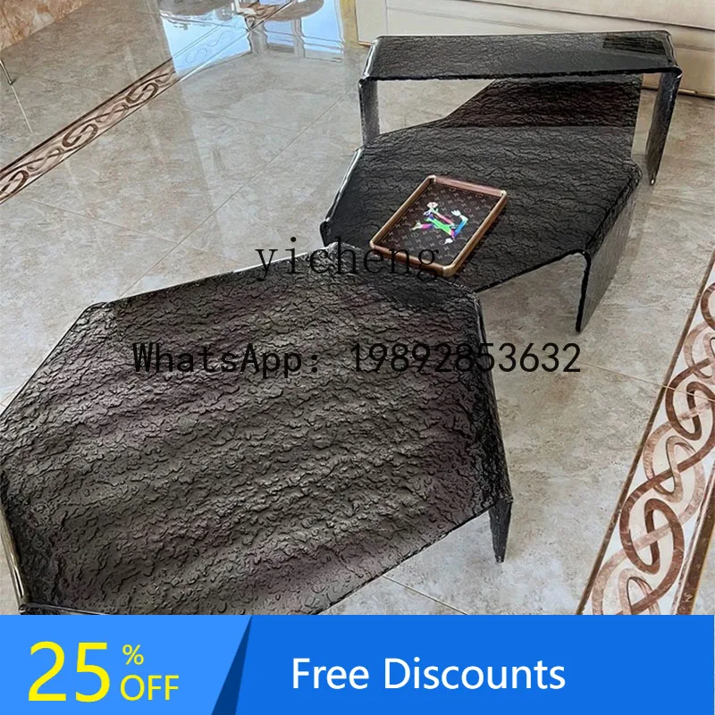 light luxury acrylic water ripple coffee table living room irregular colorful art crystal edge table