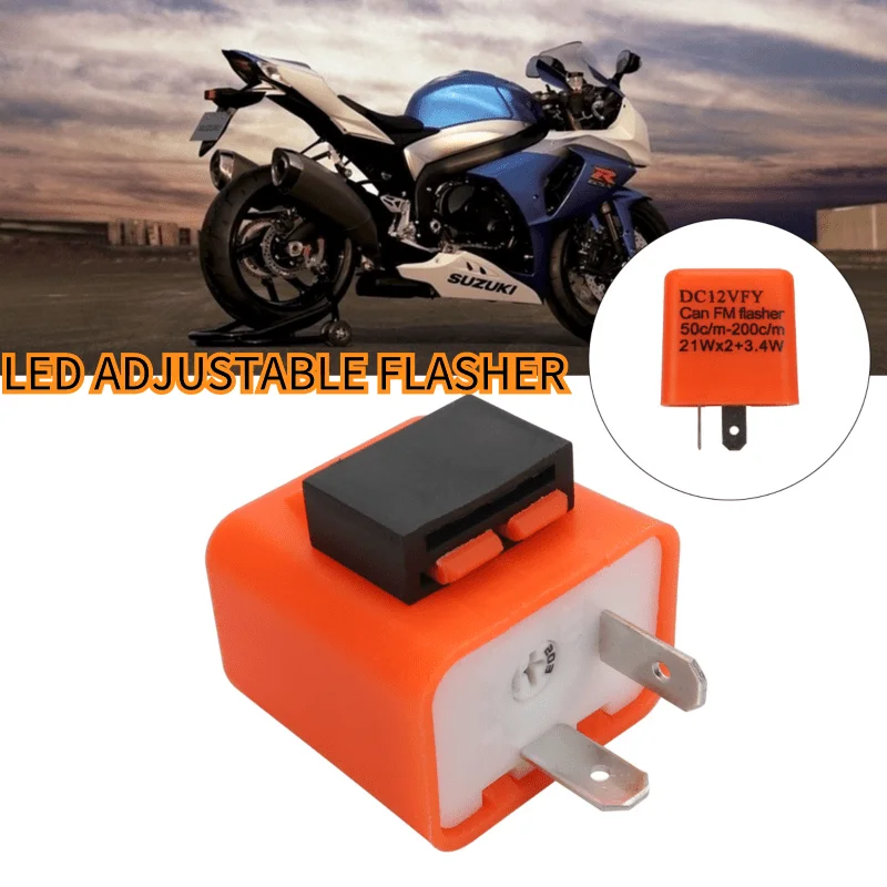 

2Pin Motorcycle LED Flasher Relay Speed Adjustable Frequency of Turn Signal Blinker Indicator Flasher Relay For Motor Accessorie