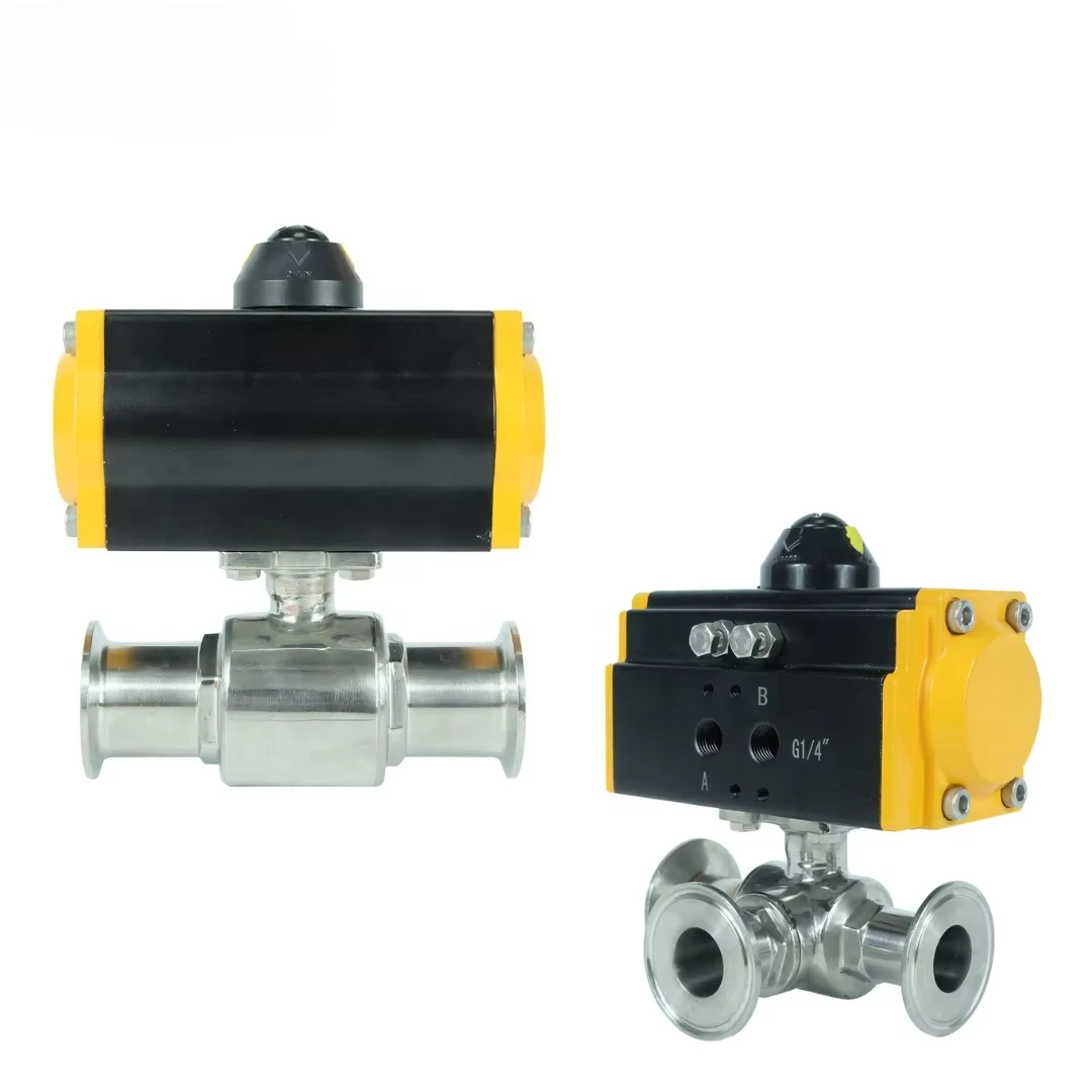 

SS316 Food Grade Sanitary Actuator Ball Valve DN50 Stainless Steel 304 Sanitary 3-Way Pneumatic Tri-clamp Ball Valve