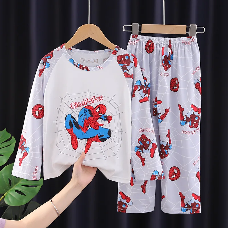 Marvel Spiderman Children Pajama Sets Unisex Breathable Comfortable Nightwear Set Boys Girls Trendy Indoor Clothes Autumn