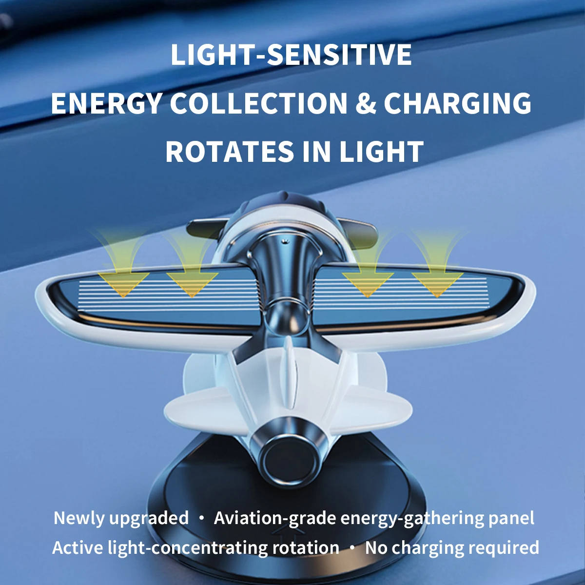 เครื่องประดับรูปเครื่องบินพลังงานแสงอาทิตย์แบบมีมอเตอร์ หมุนได้ 360 องศา °   เครื่องประดับตกแต่งภายในรถยนต์แบบหมุนได้ รูปทรงเครื่องบินพลังงานแสงอาทิตย์ สำหรับคอนโซลกลางรถยนต์และรถ UTV