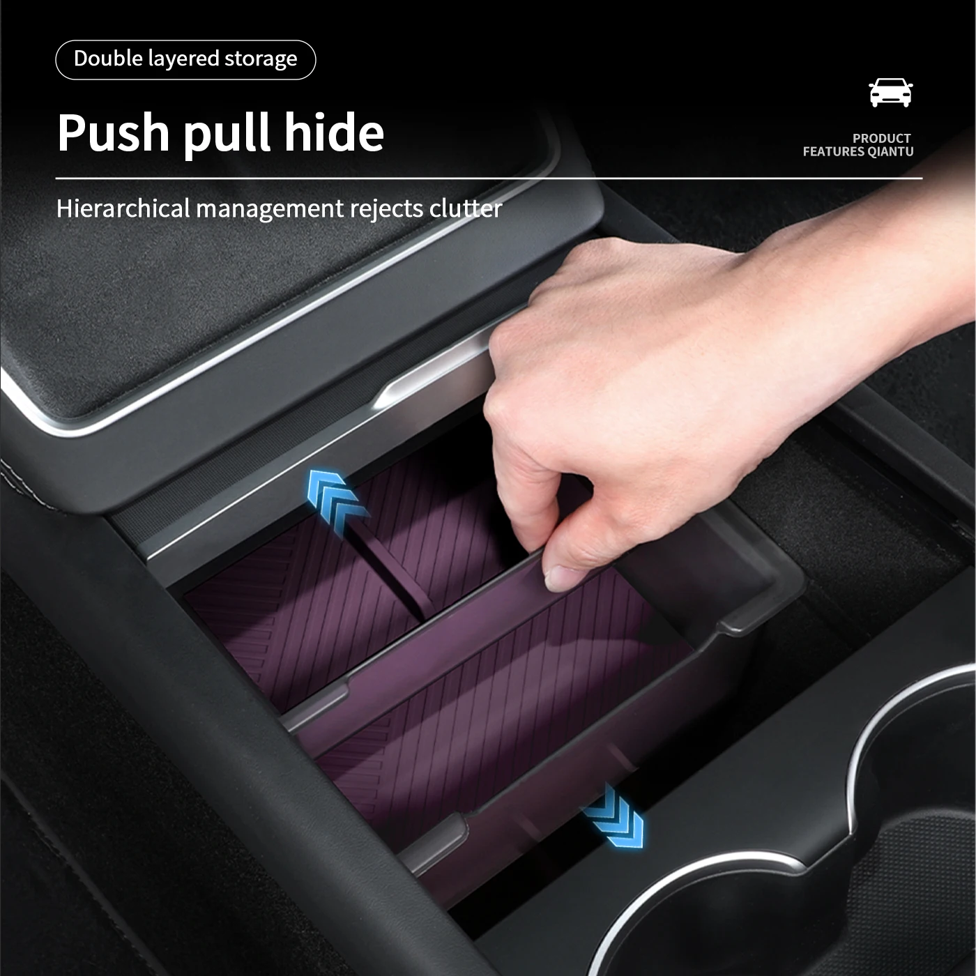 For Tesla Model Y/YL Juniper Car Center Console Armrest Lower Storage Box Stowing Bottom Lower Organizer Tray Pad Accessories