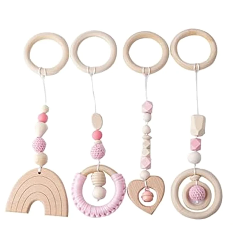 Play Gym Toys Ings Pendant Toy Set Kit Play Activity Gym Wooden Nursing Pendant, Gym Teether Rattles Toy Sensory