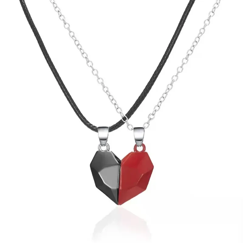 Magnetic Necklace for Women Men Love Versatile Couple Pendant Black-and-white Wishing Stone Couple Necklace Chain Jewelry