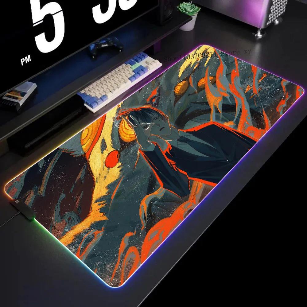 

Aki Chainsaw Man Mousepad XXL RGB Gaming Mouse Pads HD Black Gamer Accessories Large LED