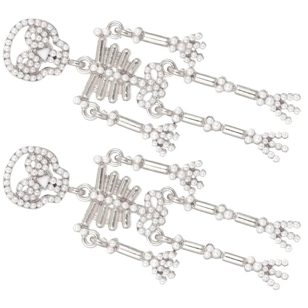 

1 Pair Halloween Skull For Women Bling Rhinestone Gothic Dangle Earrings Jewelry Gift Earrings Rhinestone