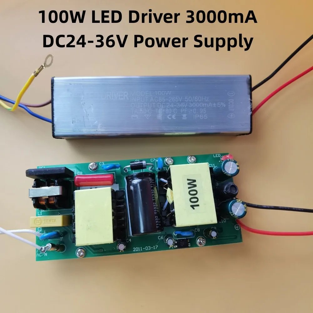 100W LED Driver 3000mA DC24-36V Power Supply IP65 Waterproof Constant Current FloodLight Driver Transformers For High Power LED