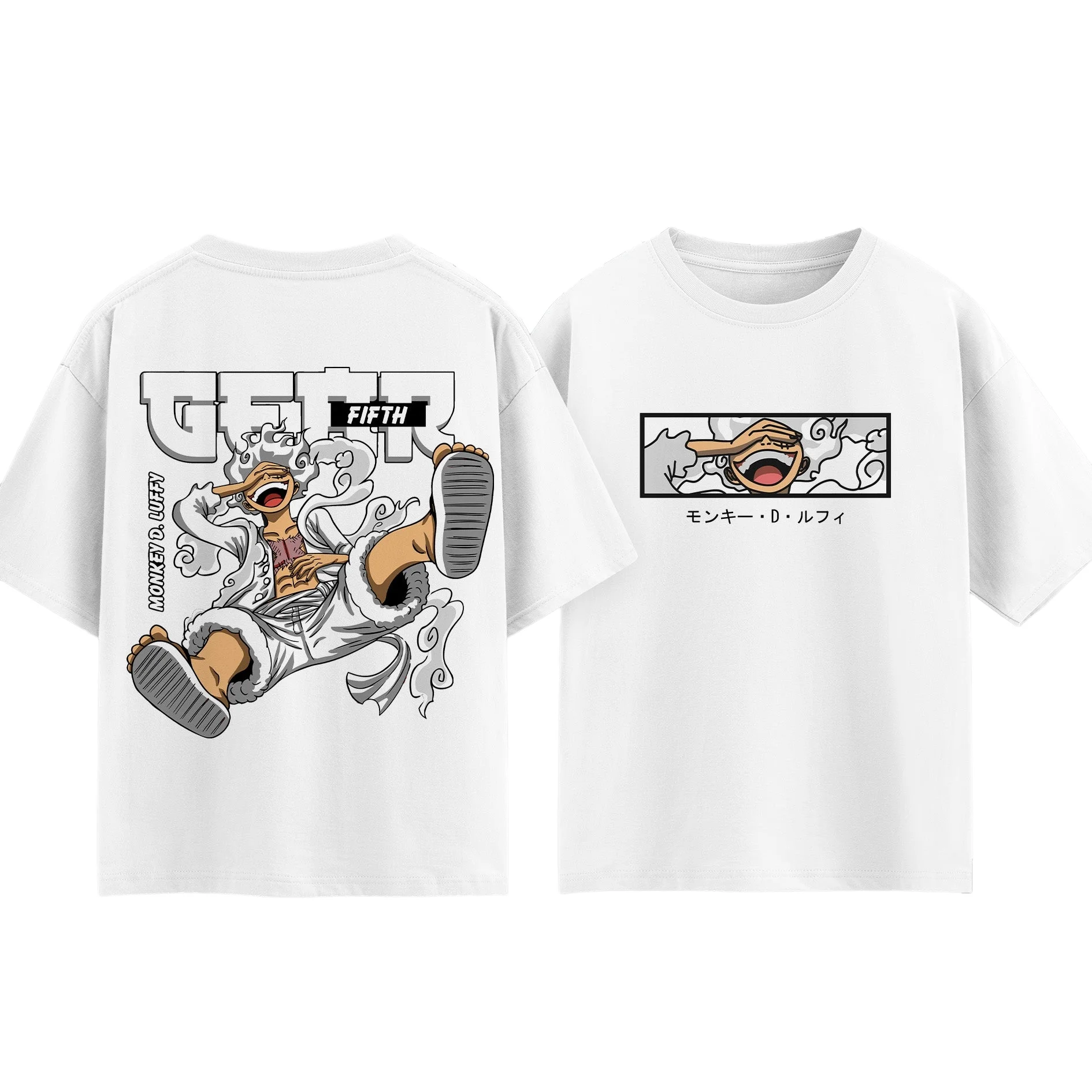 Anime One Piece Nika Luffy Printed T-shirt Men and Women Summer Cotton Clothing Fashion Breathable Anime Fans Short Sleeve Tops