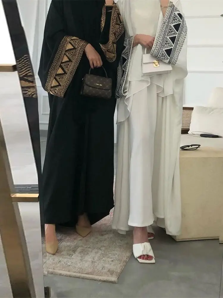 Black White Open Kimono Abaya Dubai Luxury 2024 Muslim Kaftan Dress Abayas For Women Kebaya Robe Musulmane Caftan Marocain Femme