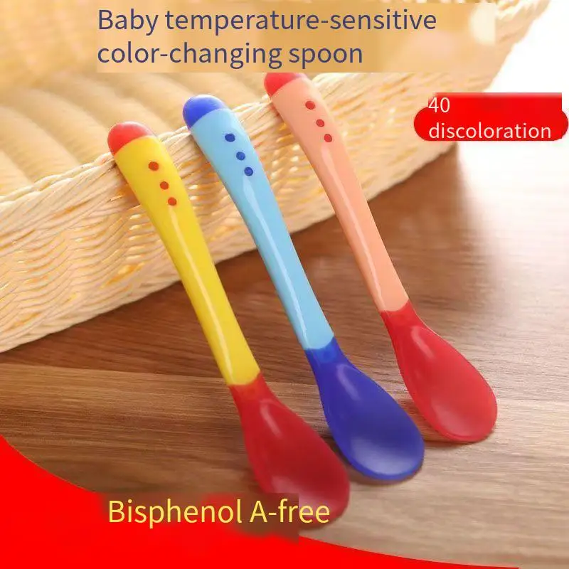 3PCS Baby Silicone Spoon Temperature-sensing Spoon Set, Children's Water and Medicine Feeding and Complementary Food Spoon