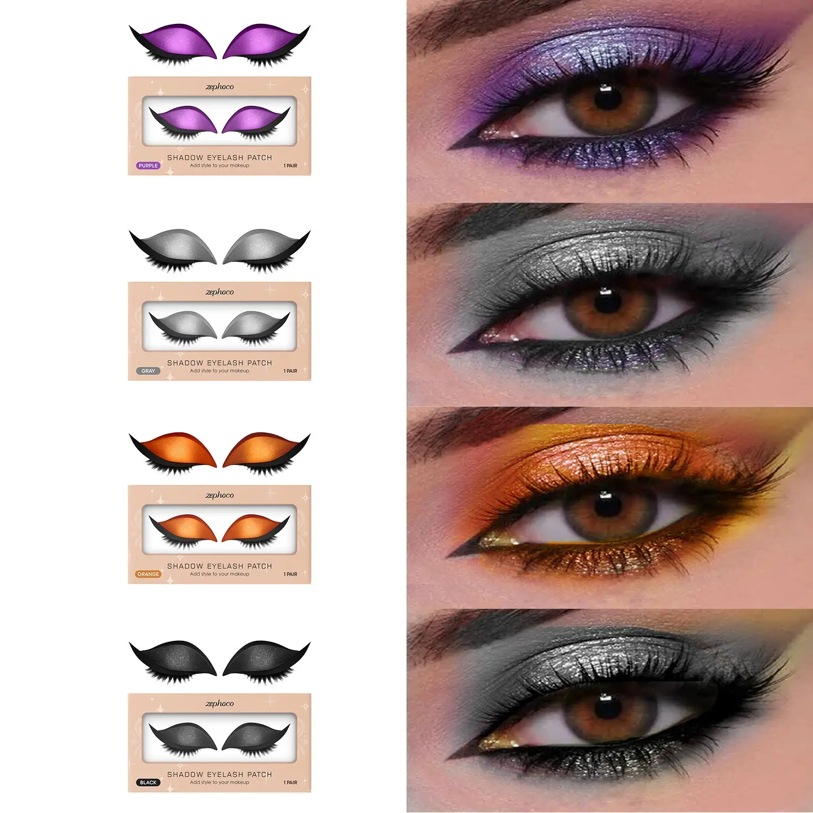 Luie oogschaduw wimperpatch Kleurrijke snelle oogmake-up Oogschaduw Herbruikbare wimpermake-upstickers Waterdichte cosmetica 1 paar