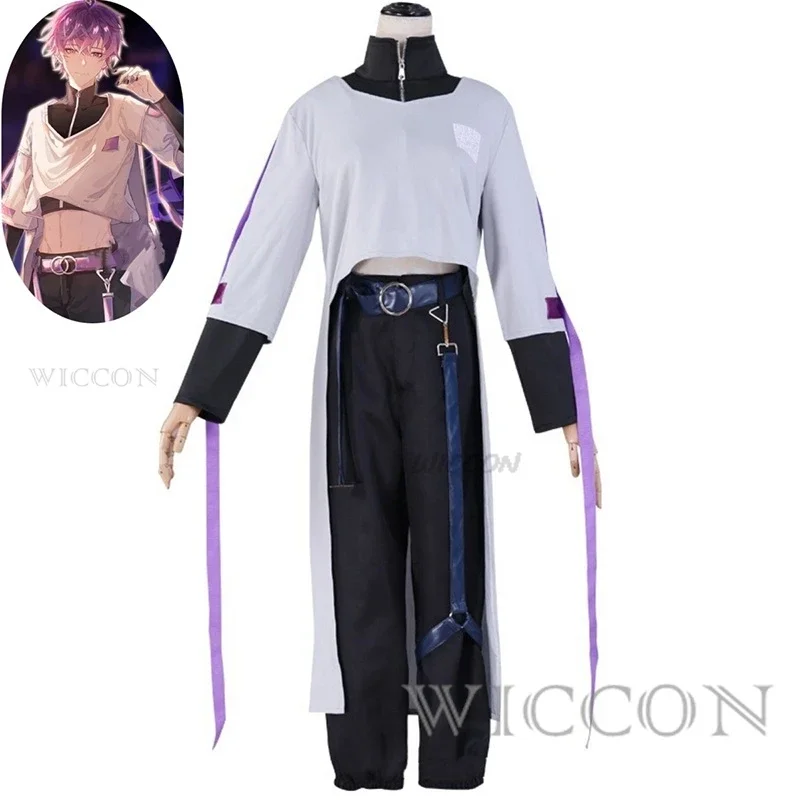 Juego de Anime Youtuber Vtuber NIJISANJI en Uki Violet disfraz de Cosplay, uniforme de peluca NOCTYX, conjunto completo, hombre adulto, mujer, Carnaval