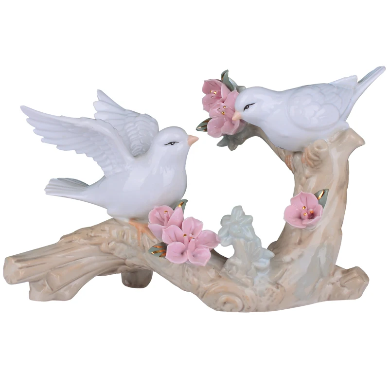 

Ceramic Flower Bird Figurines Home Decor Hummingbird Ornament Crafts Decoration Porcelain Animal Figurine Gift Accessories