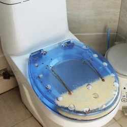Ocean Pattern Resin Toilet Seat Slow-close No Noise Toilet Seat Cover For Household Hotel Toilet Seat Accessories