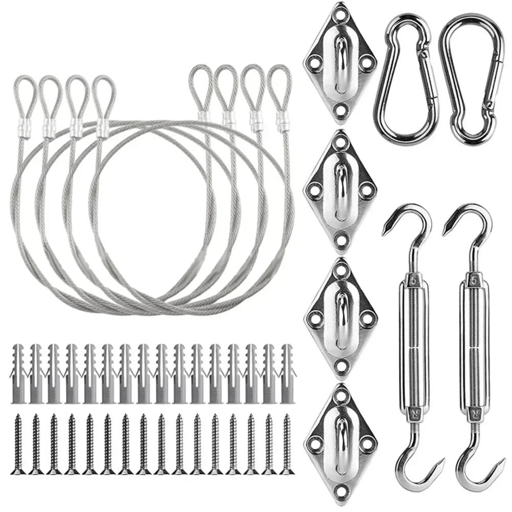 Triangle and Rectangle Shade Sail Hardware Kit Sturdy Stainless Steel Construction for Long lasting Performance