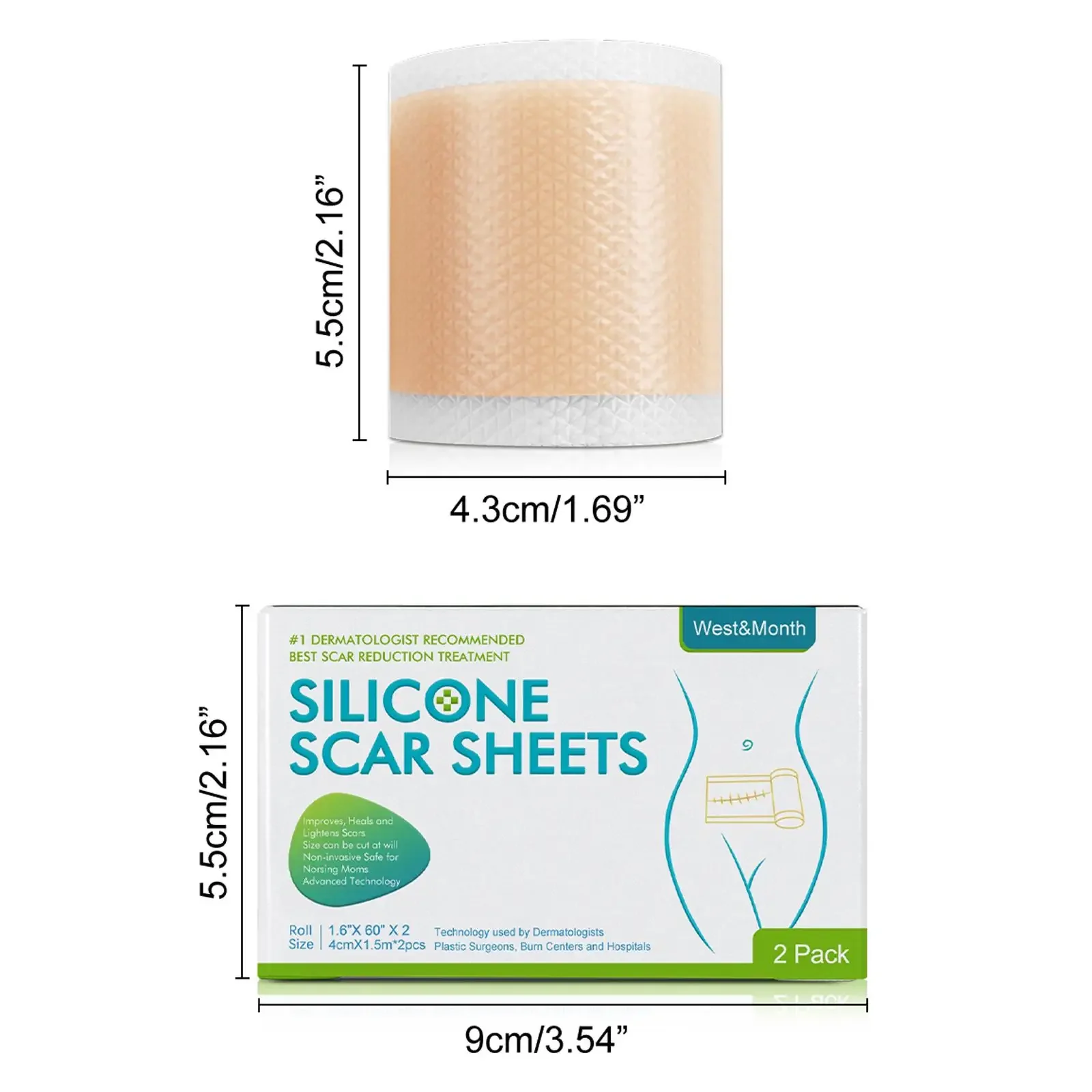 3 Rotoli di Silicone Cicatrice Lenzuola Riparazione Della Pelle Patch di Rimozione Autoadesiva Smagliature Nastro Terapia Patch Bruciare Acne Cicatrice Cura Della Pelle