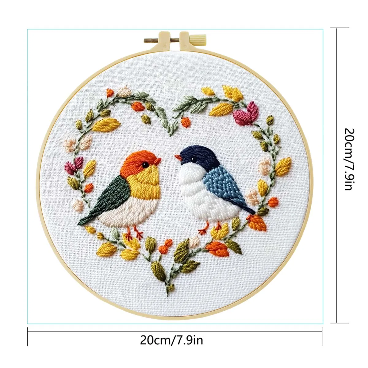 Love Birds Stickerei-Starter-Set, DIY-Kreuzstich-Set für Anfänger, bedruckt, Nähen, Kunst, Handwerk, Malerei, Heimdekoration, Nadelkunst – Detail 4