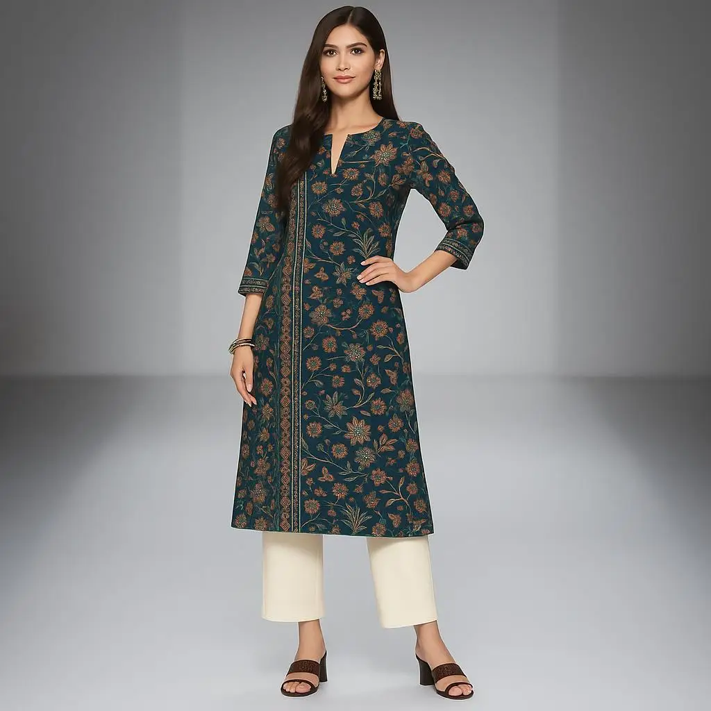 

Мусульманское черное платье Kurt, женская модная прямая трубка с длинными рукавами, повседневная исламская женская одежда с цветочным узором слона