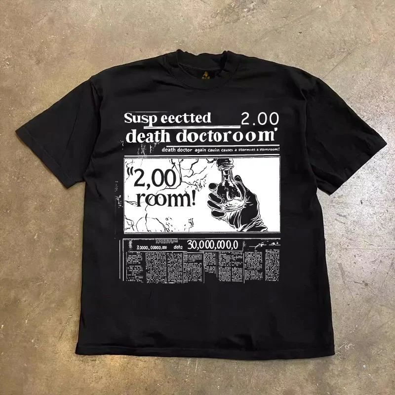 Loose Fit Cotton T-Shirt Unisex Short Sleeve Double Thread UPUPXIA Hero Print Sweat Absorbent round Neck Casual Summer Top