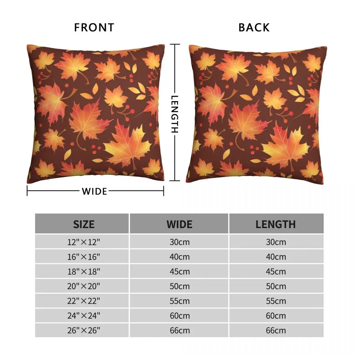 Fall Maples Leaves Square Pillowcase Polyester Linen Velvet Creative Zip Decor Pillow Case Sofa Cushion Case 45x45