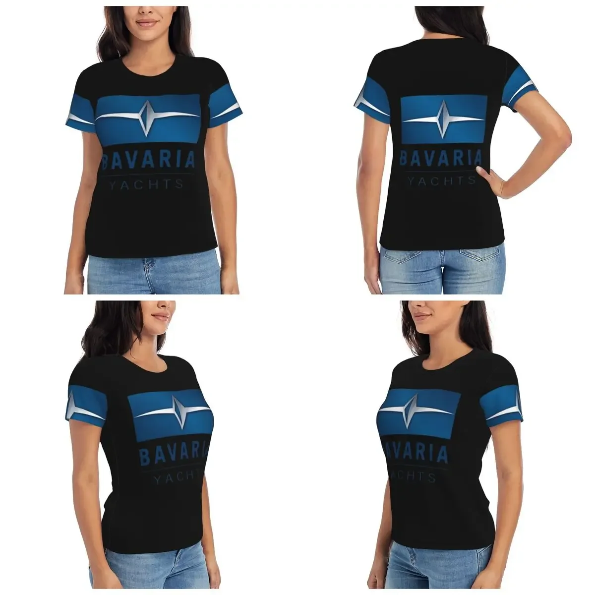Bavaria Yachts Blue Silver Logo T-Shirt Women Short Sleeve T Shirts O-Neck Clothing Cotton Summer Tees Streetwear