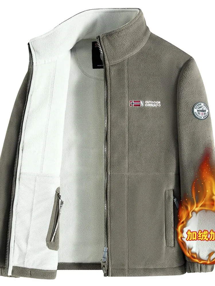2024 Autumn and Winter New Fashion Trend Plus Fleece Thickened Warm Jacket Men\'s Casual Loose Comfortable Sports Large size Coat