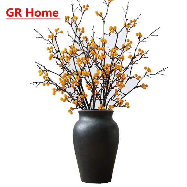 Large-caliber ceramic vases, vintage black clay pots, decorative ornaments for homes and homestays, dried flower containers