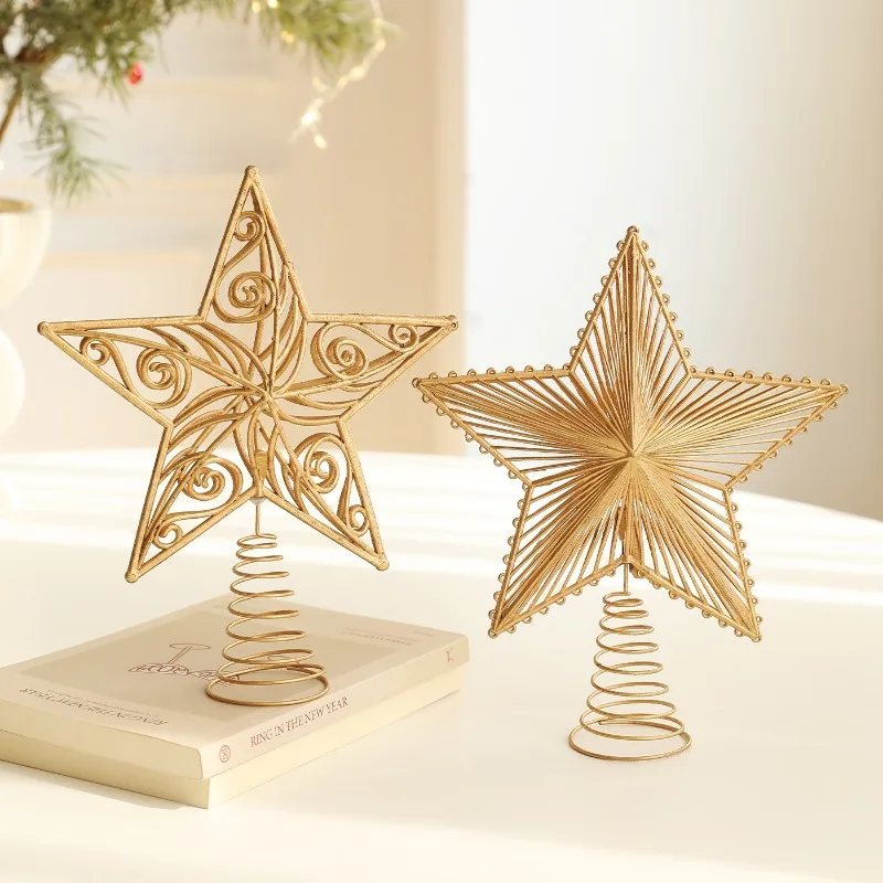 Christmas Tree Topper Star Hollow Five Pointed Radiating Star Xmas Tree Top Decoration Ornament Navidad Home Party