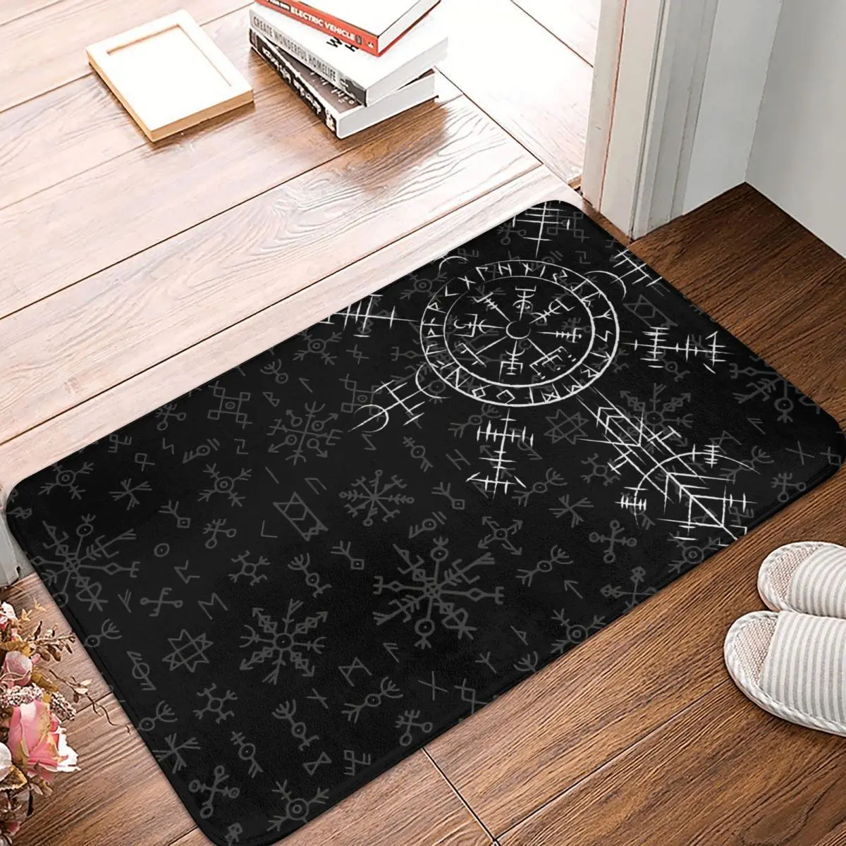 Norse Myenson Vibasine HOCarpet Celtic Lucky Charm Compass, Symbole Vegvisir, Polymères de glutnel, Welcome Doorvirus, Décoration Lea