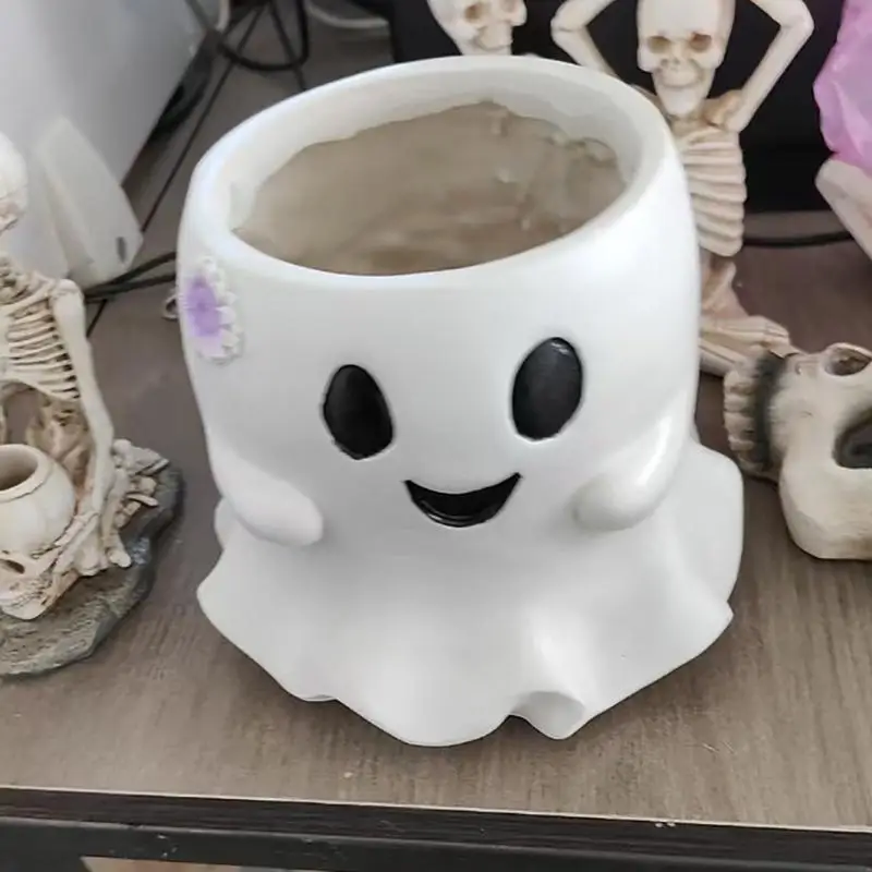 Ghost Candy Bucket Funny Halloween Ghost Planter Candy Buckets Halloween Ghost Bucket Vase For Doorway Bedroom Living Room